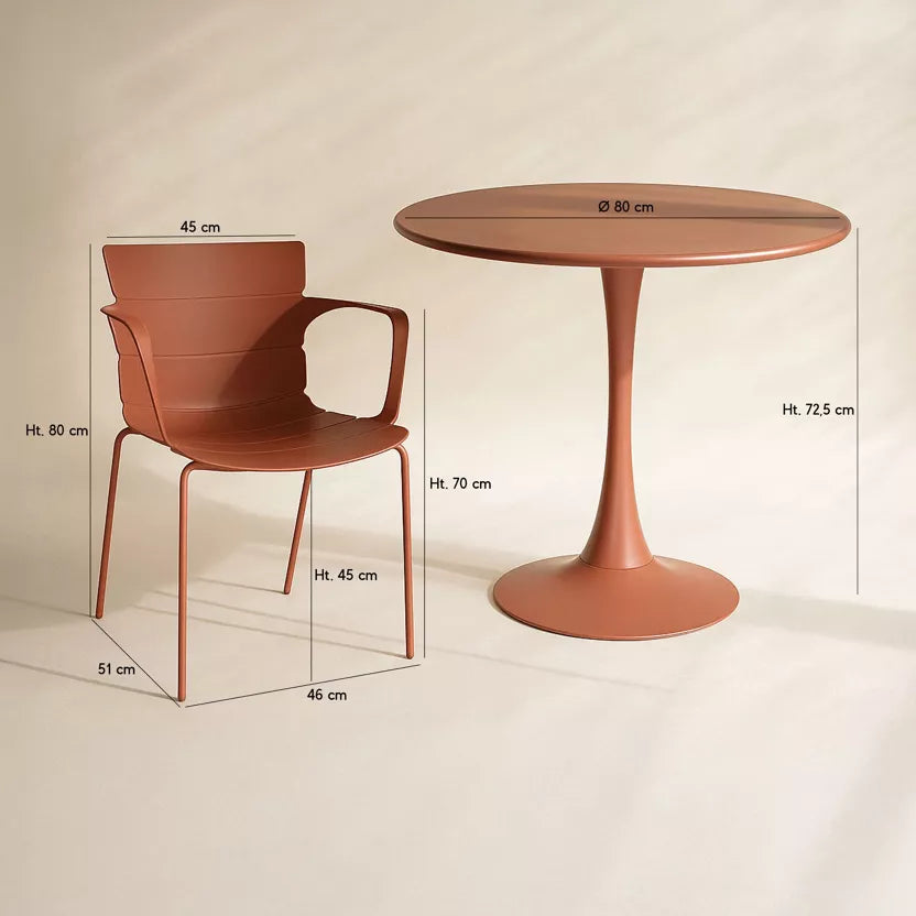 MONTAUK GARDEN SET - Brick-Colored - Table with 4 Dining Chairs