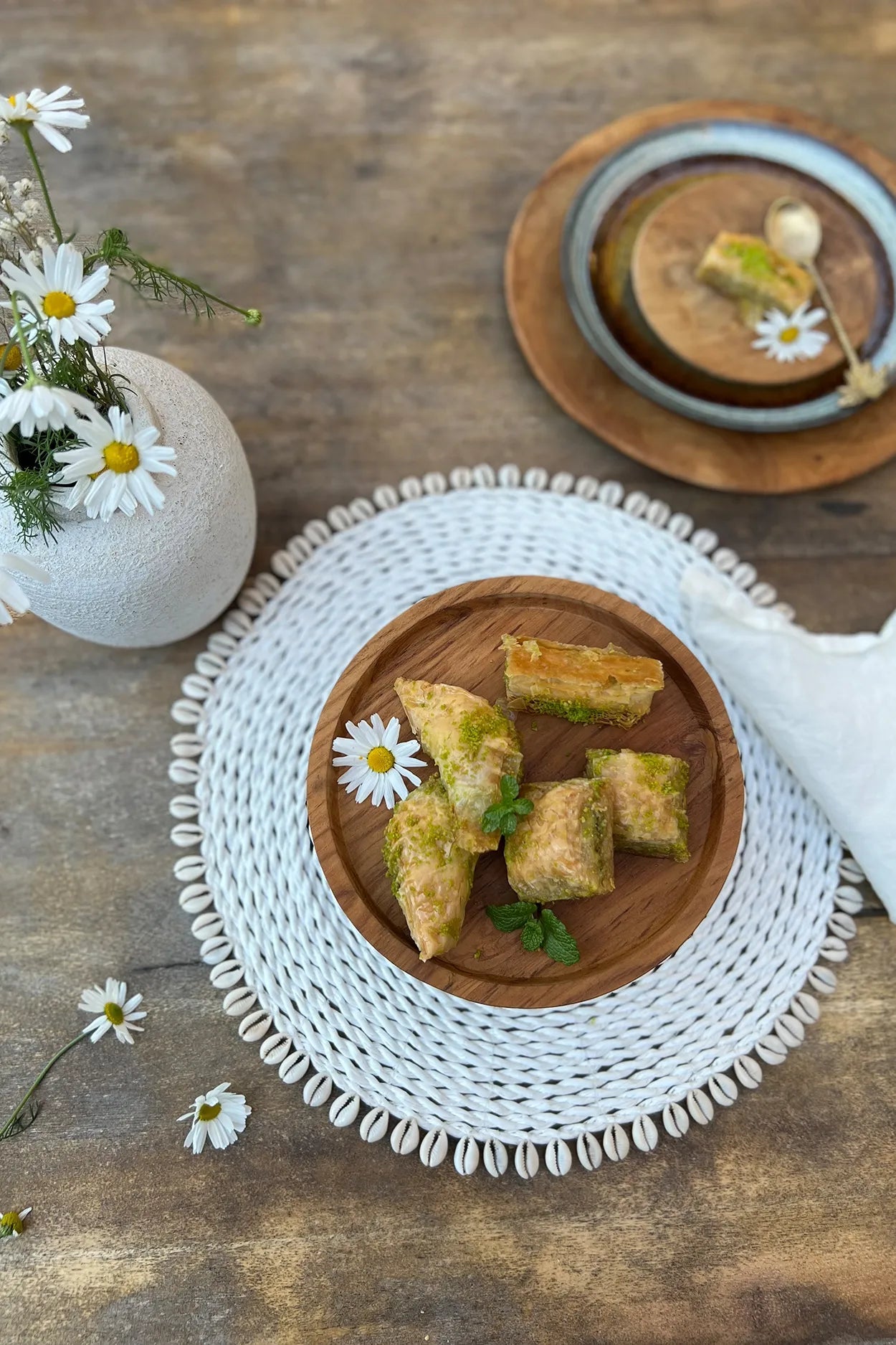 Mantel individual de concha de algas marinas - Blanco