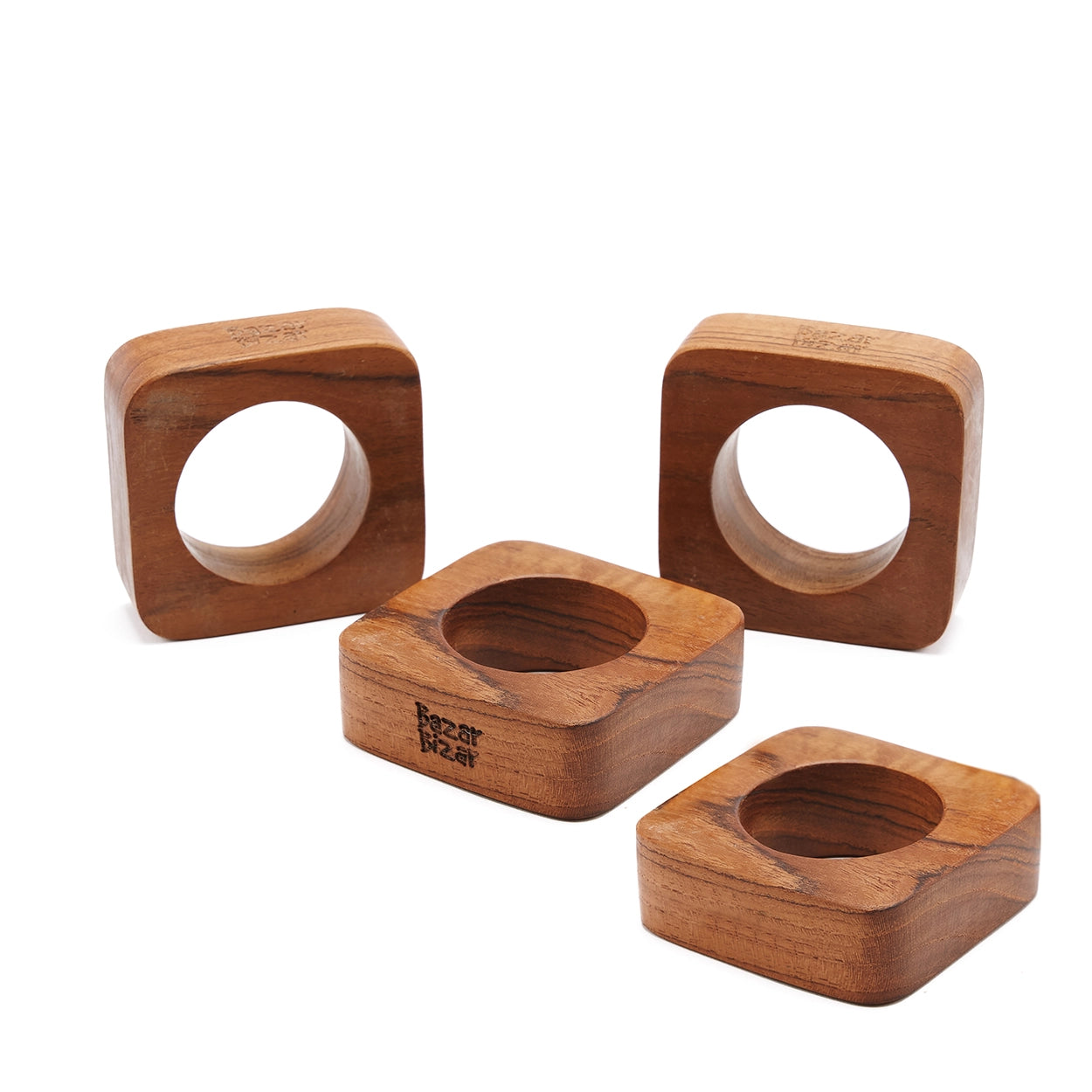 Servilleteros de raíz de teca - Juego de 4