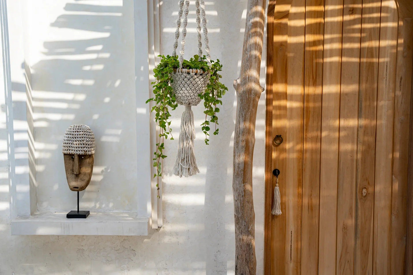 The Twisted Macramé Plant Holder - Natural White -S