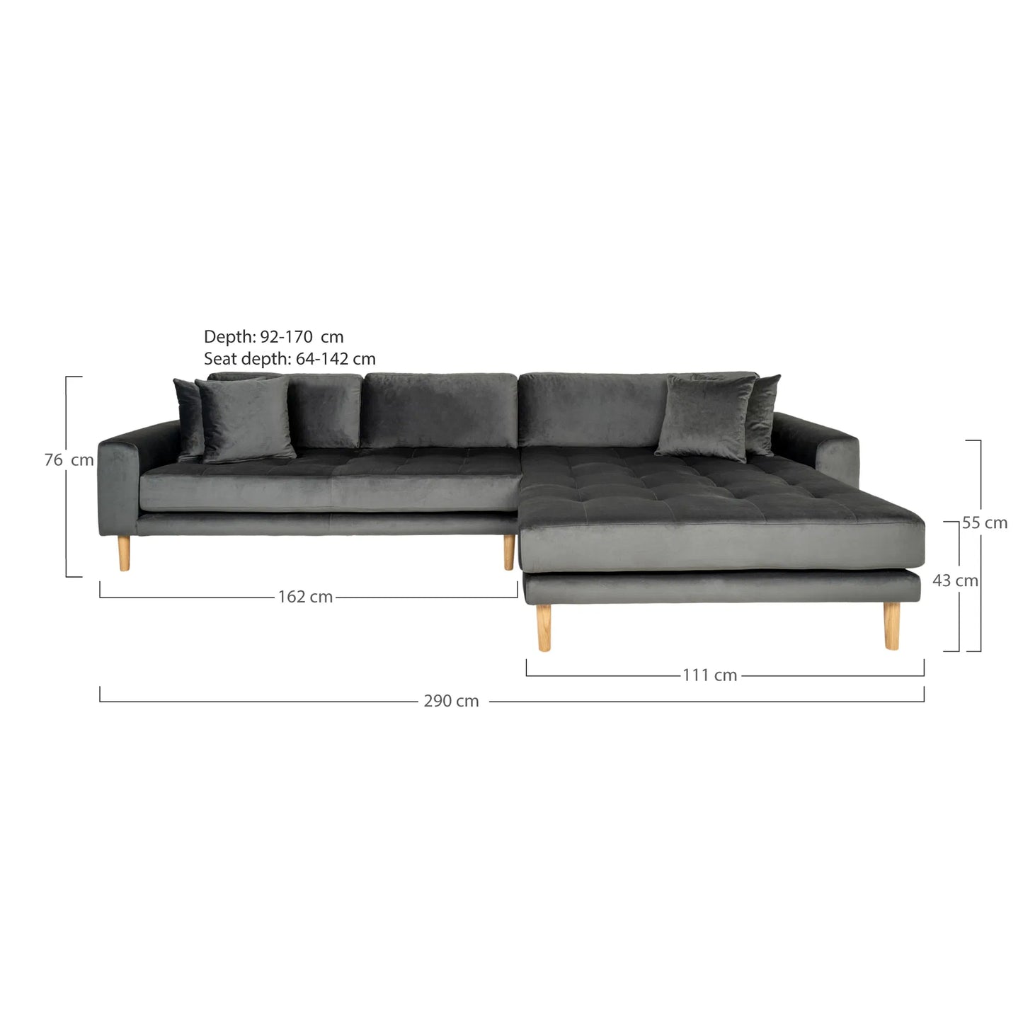 Lido Lounge Sofa 290x170 cm - dark grey