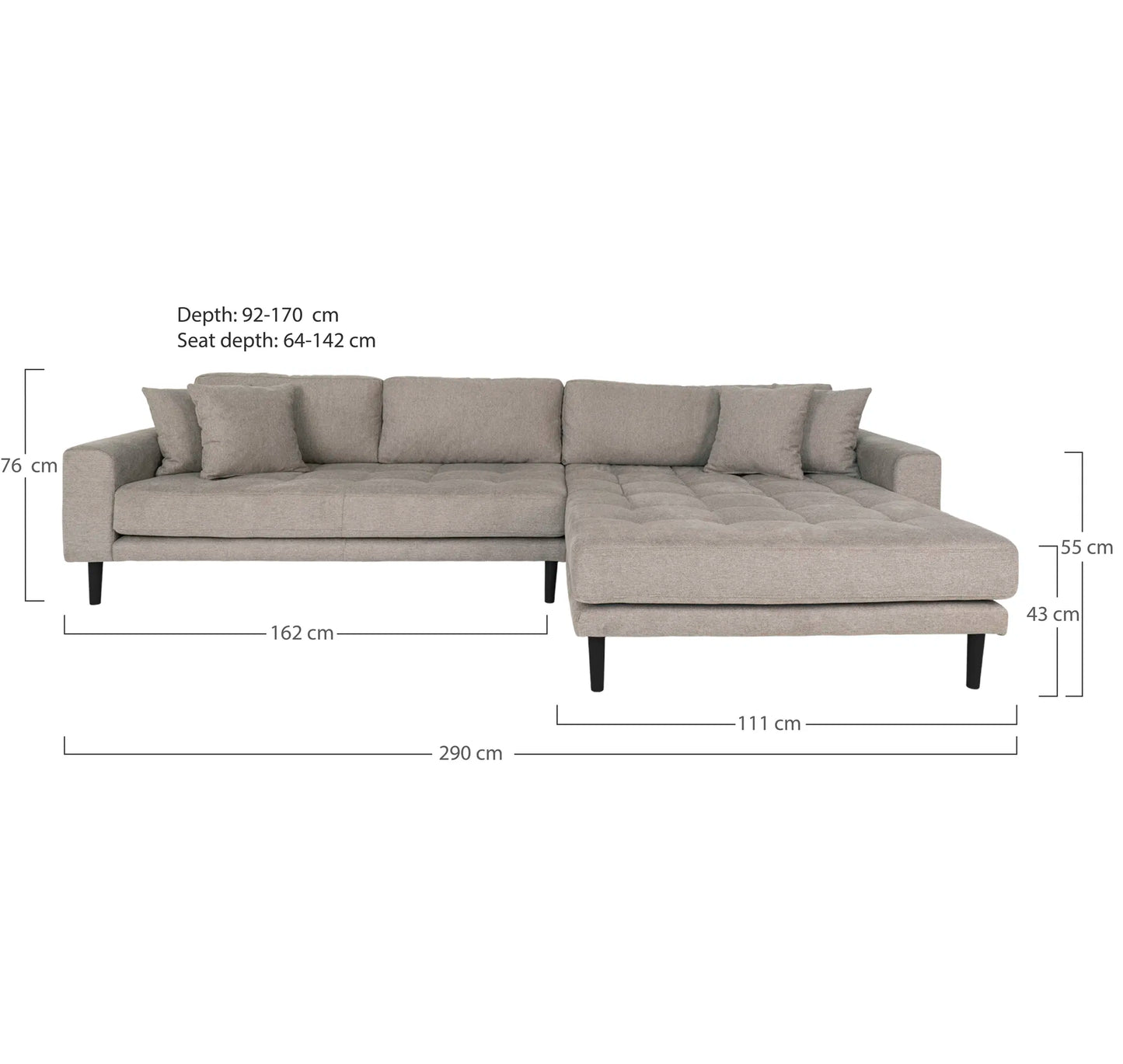 Lido Lounge Sofa 290x170 cm - stone