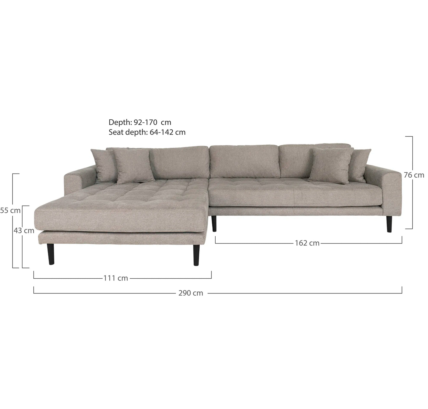 Lido Lounge Sofa 290x170 cm - stone