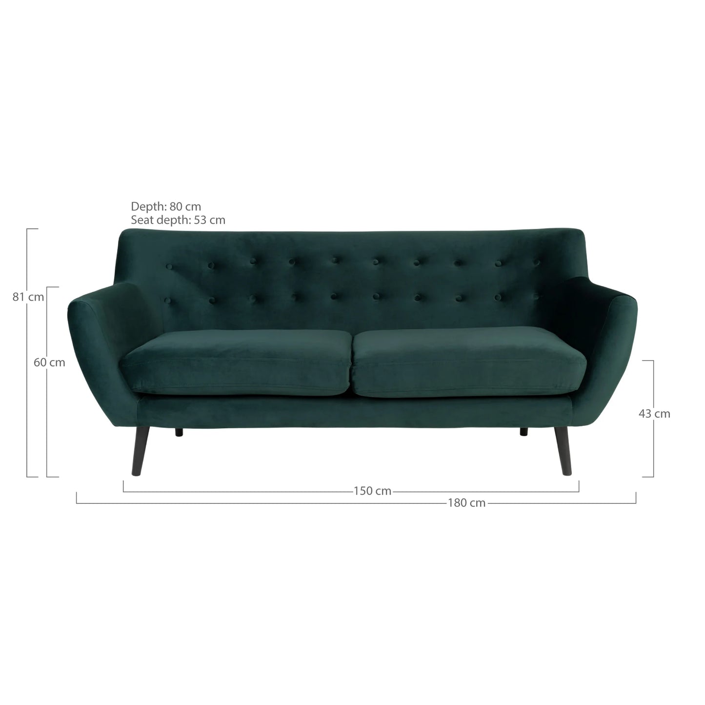 Monte 3 Seater Sofa - green