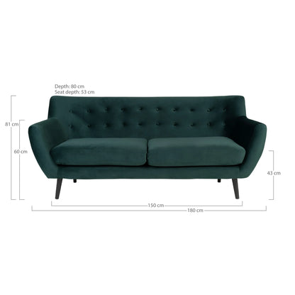 Monte 3 Seater Sofa - green