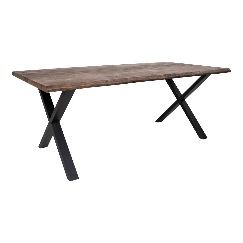 Mesa de comedor Toulon con borde ondulado 200x95 cm - Marrón