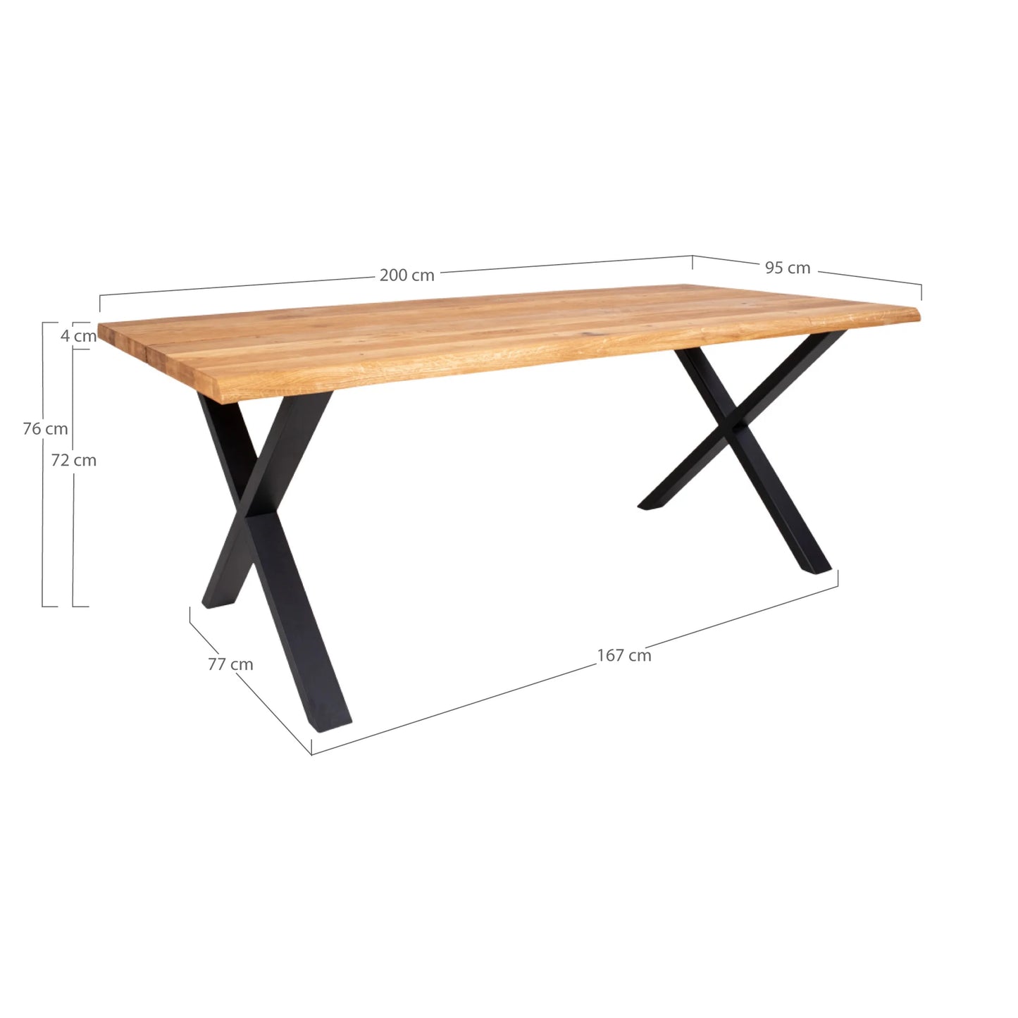 Toulon Dining Table with wavy edge 200x95 cm - Nature