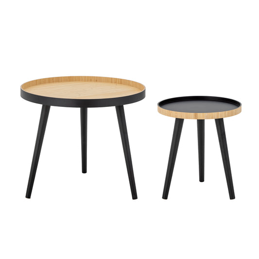 Cappuccino Side Table Set of 2 - Black / Bamboo