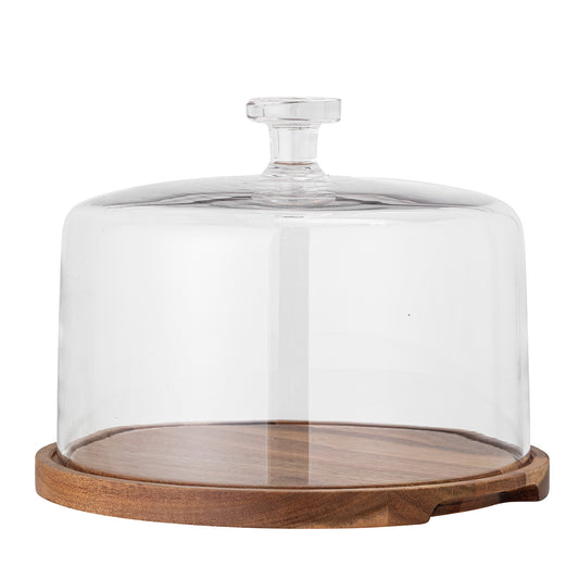 Nici Cake Tray w/Dome - Nature / Acacia