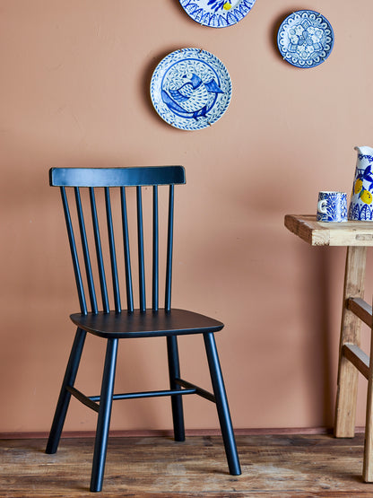 Mill Dining Chair 2pc - Black / Rubberwood