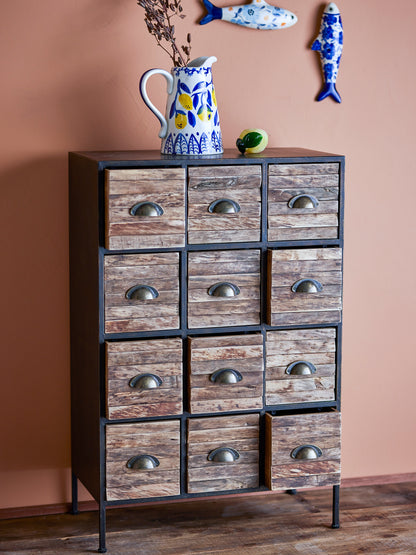 Matteo Drawers - Black/Brown, Metal/Wood