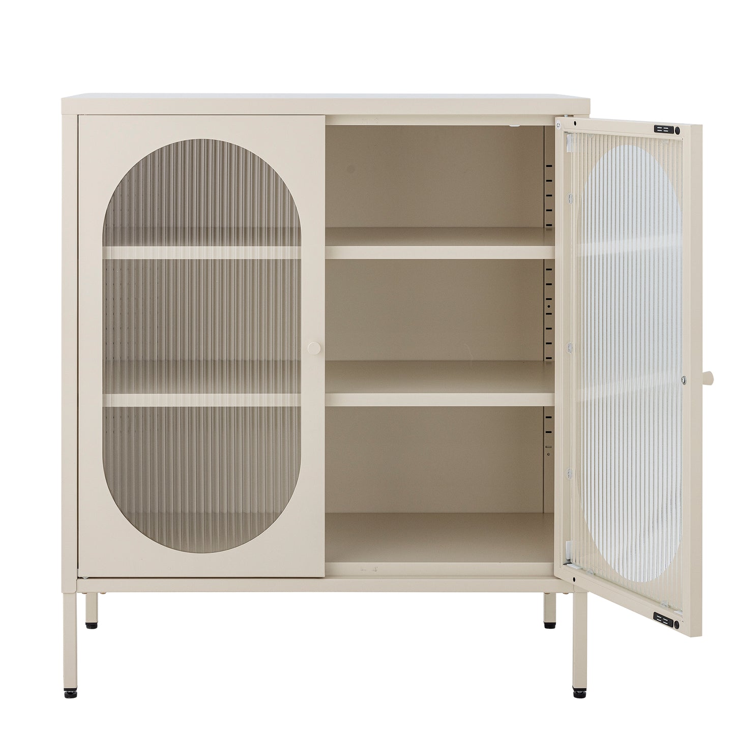 Salvo Cabinet - Off White / Metal