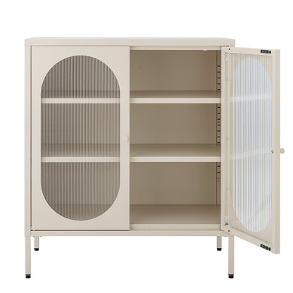 Salvo Cabinet - Off White / Metal