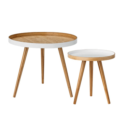 Cappuccino Coffee Table Set of 2 - White / Bamboo