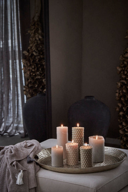 Dotsie pillar candle H12,5 cm - dark brown