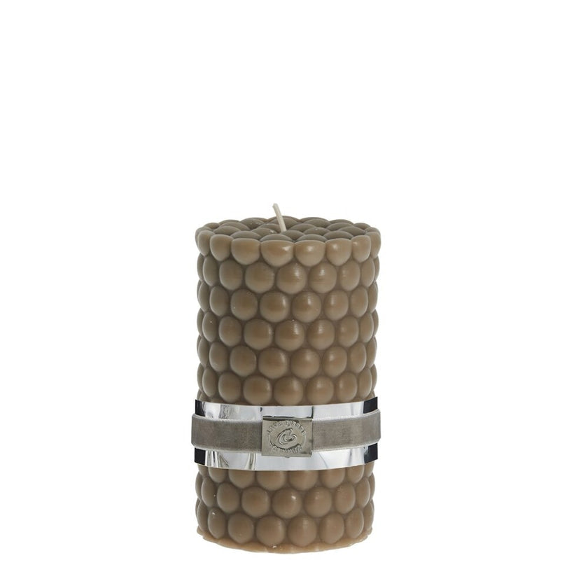 Dotsie pillar candle H12,5 cm - dark brown