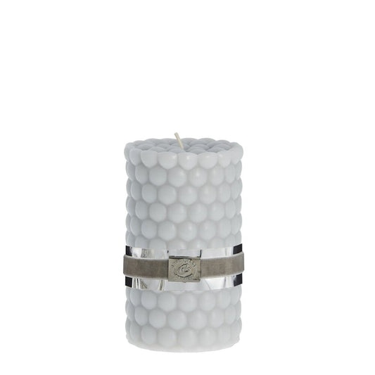 Dotsie pillar candle H12,5 cm - light grey