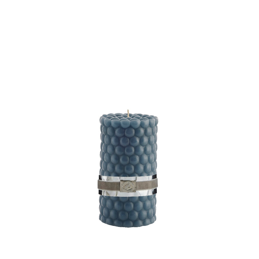 Dotsie pillar candle H12,5 cm - blue