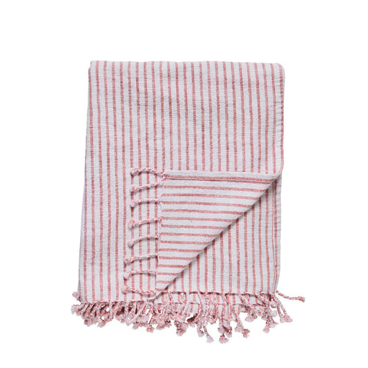 Olivia throw 170x130 cm - red/white striped