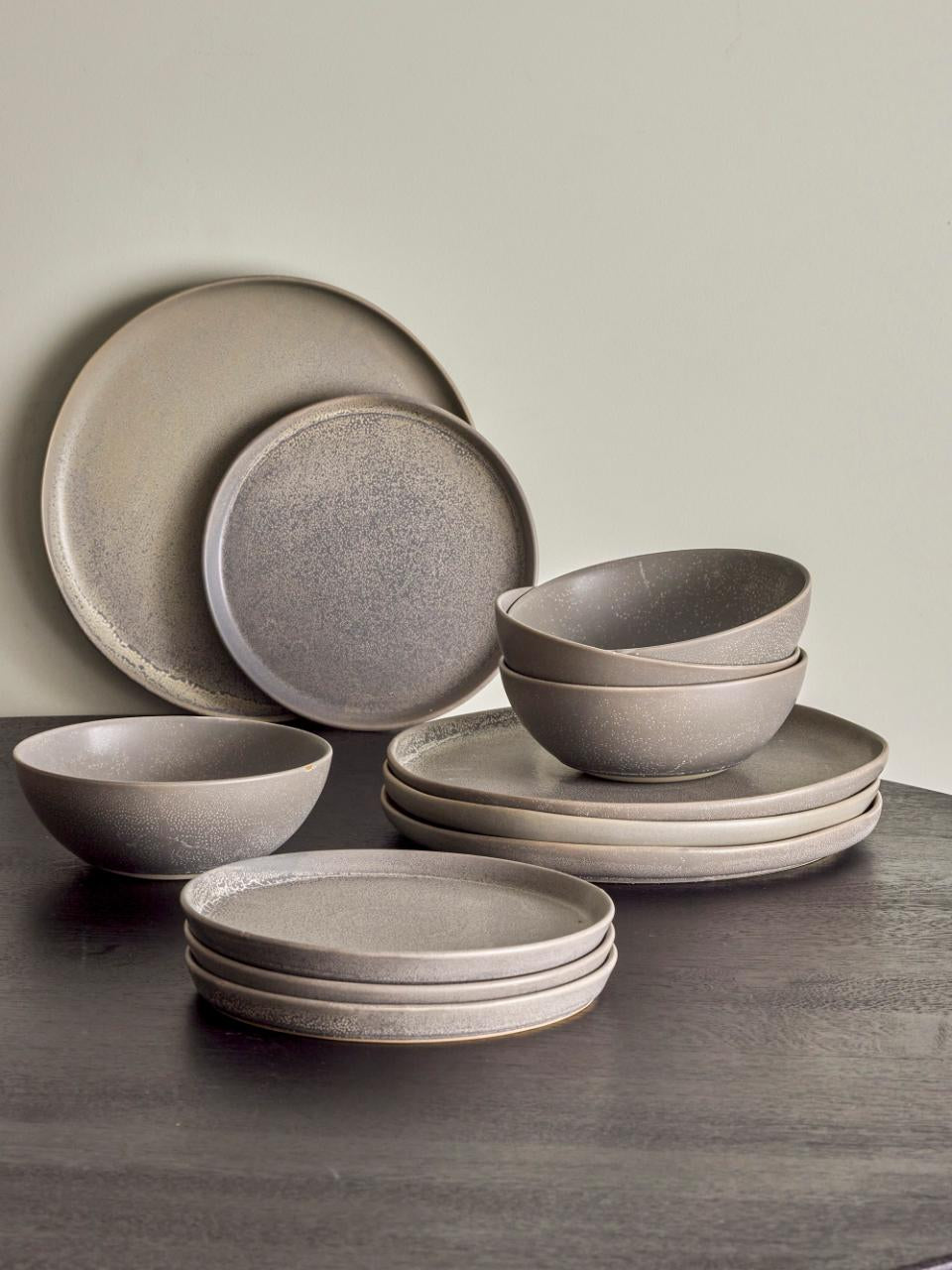 Kendra Dinnerware Set of 12 pcs - Grey