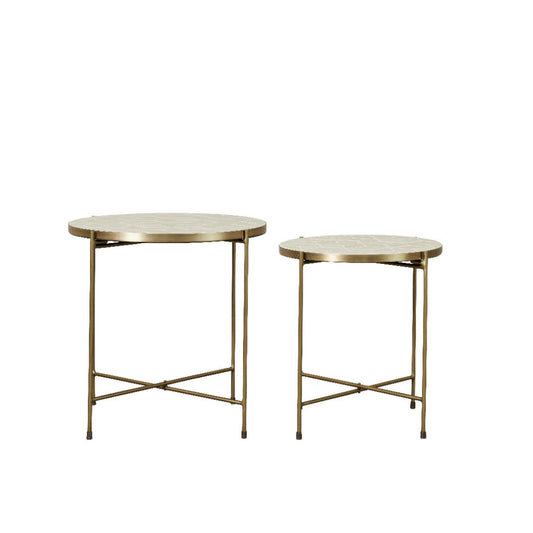 Marcera 2 set of side table Ø50 cm -  gold/linen