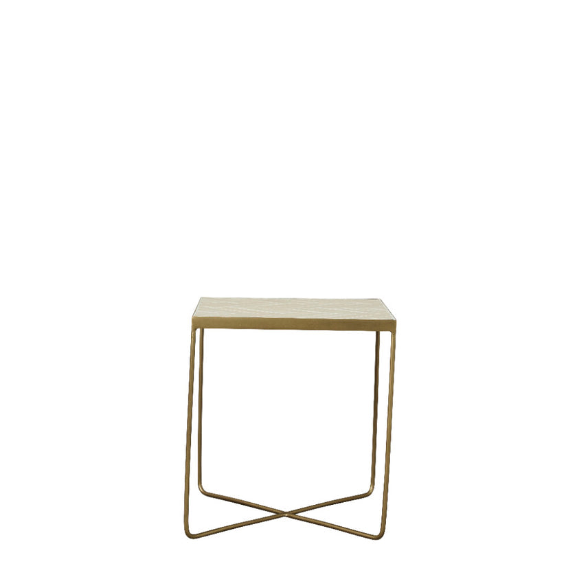 Marcera side table 45x45cm -  gold/linen