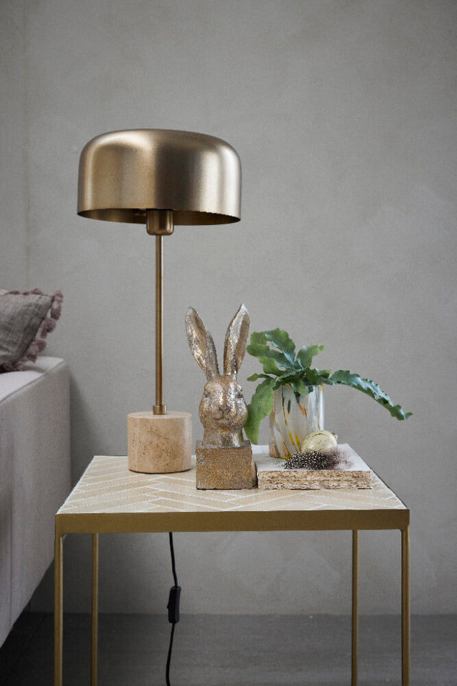 Marcera side table 45x45cm -  gold/linen