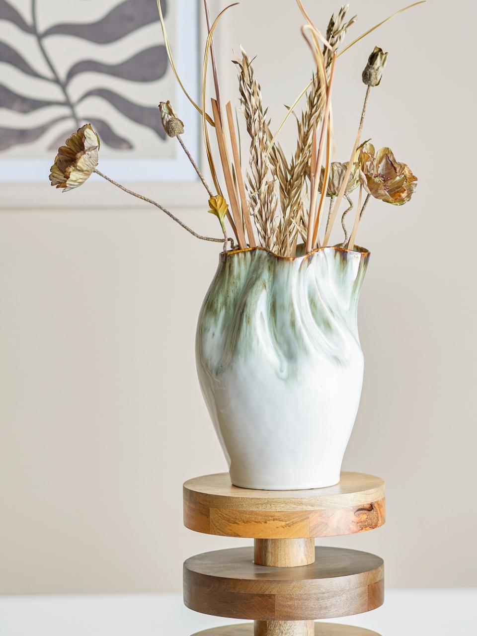 Nisha Vase H30 cm - Green/White