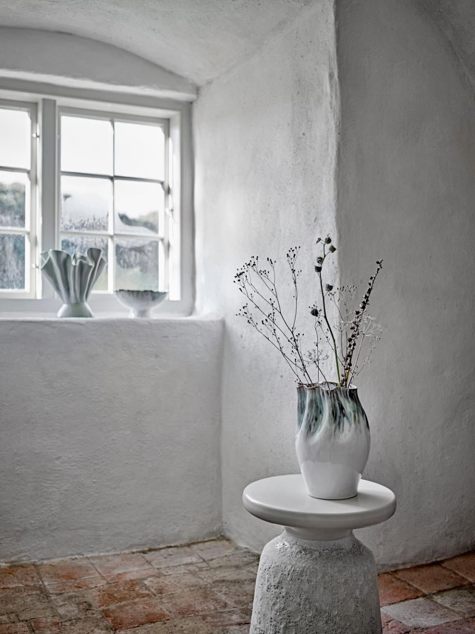 Nisha Vase H30 cm - Green/White