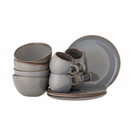 Sandrine Breakfast Set if 12 pcs - Grey