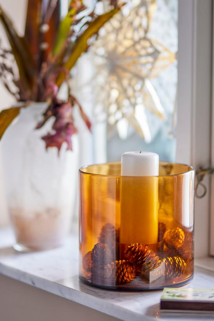 Kahlah Candle Holder - Brown / Recycled Glass