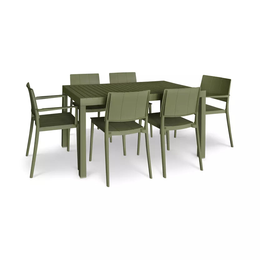 PATIO GARDEN SET - Green - Table with 2 Armchairs and 4 Chairs