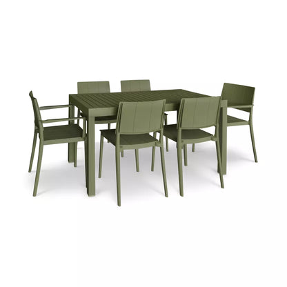PATIO GARDEN SET - Green - Table with 2 Armchairs and 4 Chairs