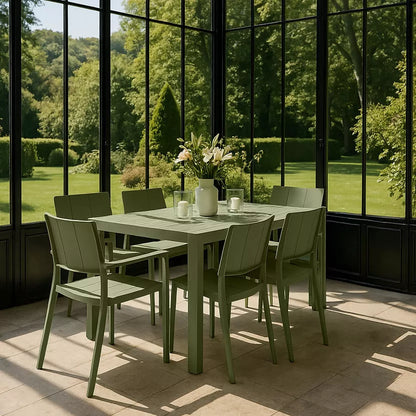 PATIO GARDEN SET - Green - Table with 2 Armchairs and 4 Chairs