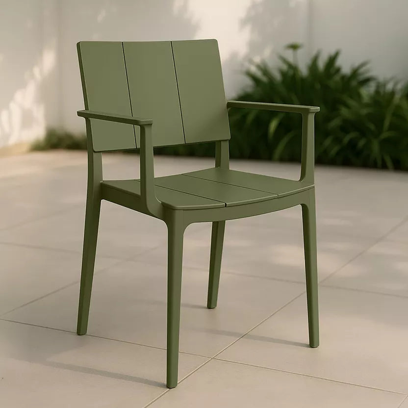 PATIO GARDEN SET - Green - Table with 2 Armchairs and 4 Chairs