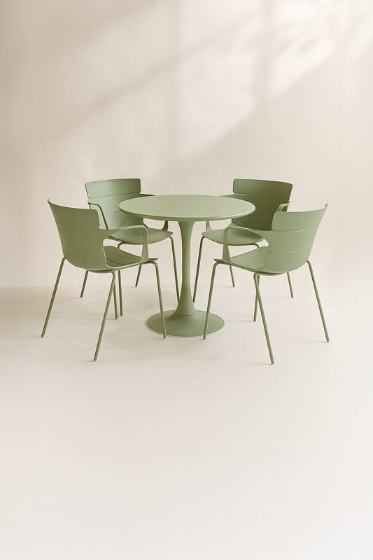MONTAUK GARDEN SET - Green - Table and 4 Dining Chairs