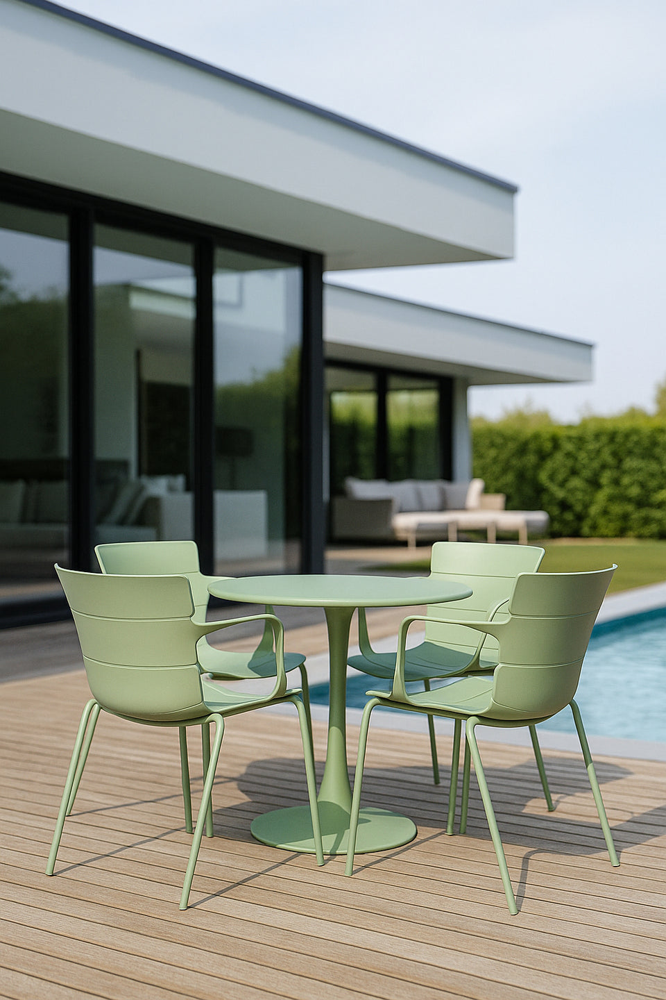 MONTAUK GARDEN SET - Green - Table and 4 Dining Chairs