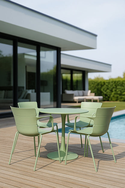 MONTAUK GARDEN SET - Green - Table and 4 Dining Chairs