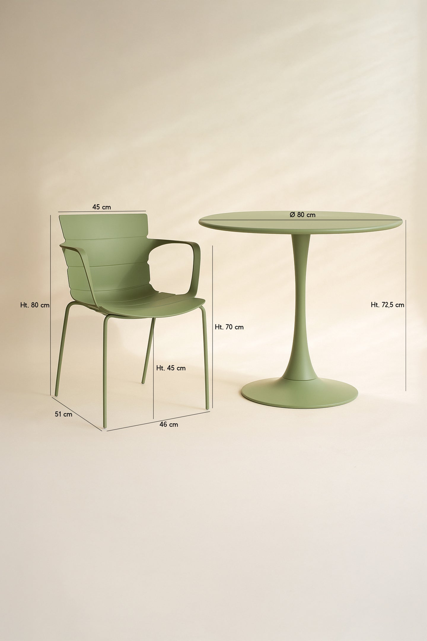 MONTAUK GARDEN SET - Green - Table and 4 Dining Chairs