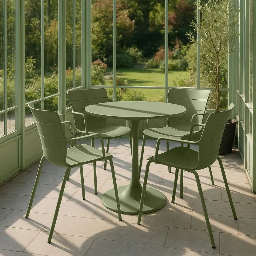 MONTAUK GARDEN SET - Green - Table and 4 Dining Chairs