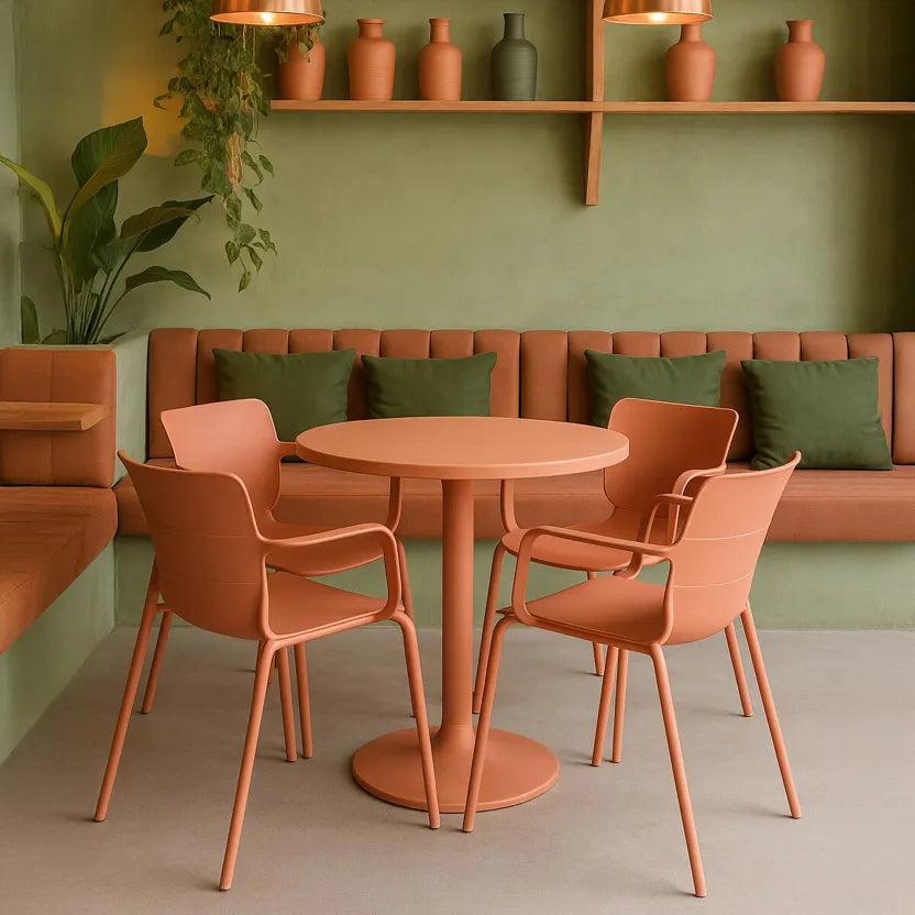 MONTAUK GARDEN SET - Brick-Colored - Table with 4 Dining Chairs