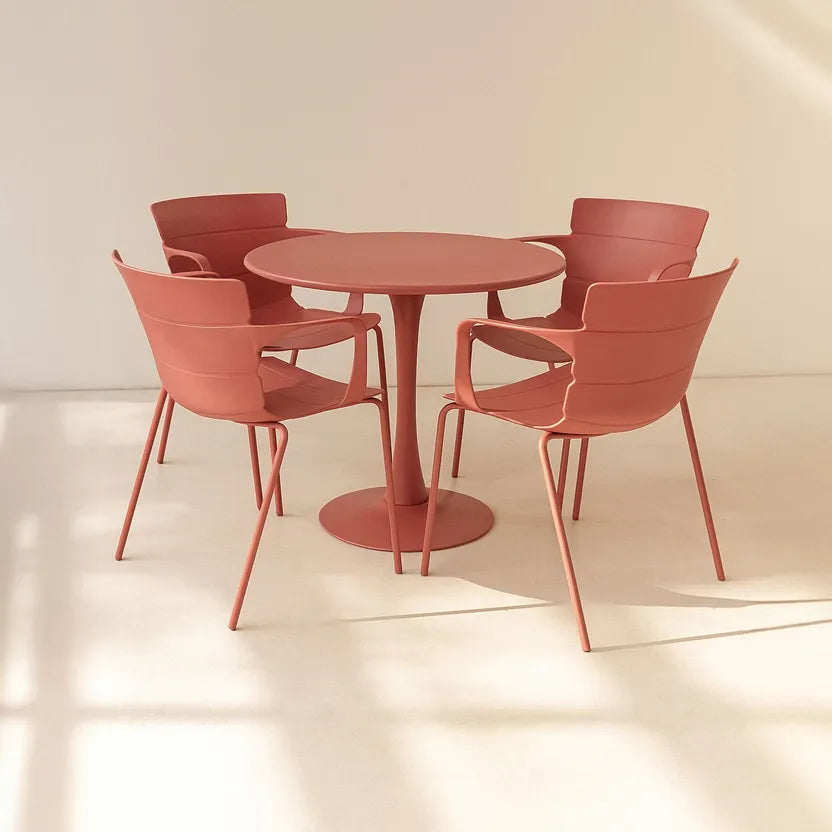 MONTAUK GARDEN SET - Brick-Colored - Table with 4 Dining Chairs