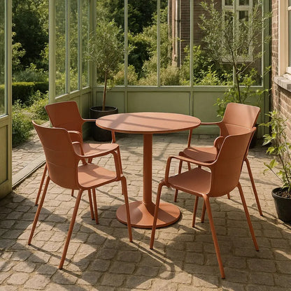 MONTAUK GARDEN SET - Brick-Colored - Table with 4 Dining Chairs
