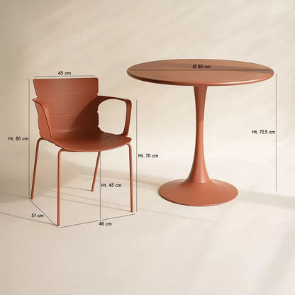 MONTAUK GARDEN SET - Brick-Colored - Table with 4 Dining Chairs