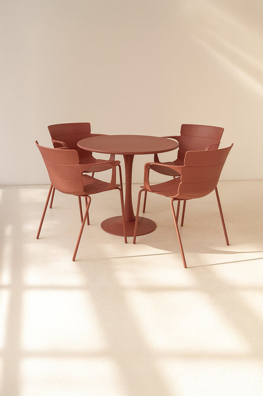 MONTAUK GARDEN SET - Brick-Colored - Table and 4 Dining Chairs
