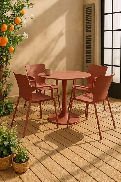 MONTAUK GARDEN SET - Brick-Colored - Table with 4 Dining Chairs