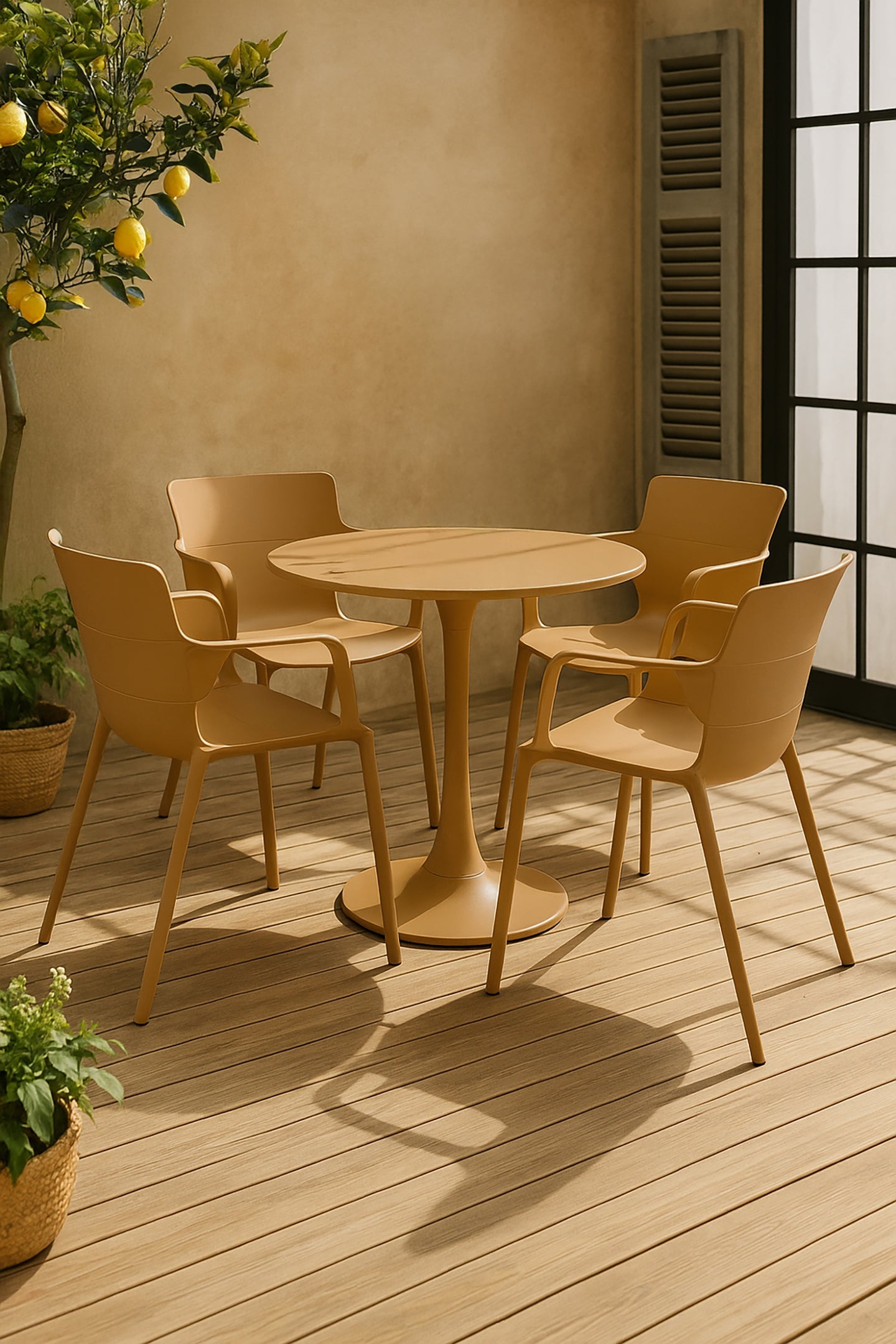 MONTAUK GARDEN SET - Ochre - Table with 4 Dining Chairs