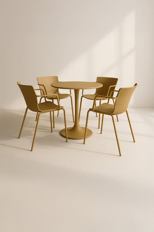 MONTAUK GARDEN SET - Ochre - Table and 4 Dining Chairs