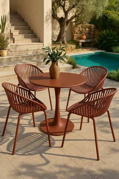 CALYPSO GARDEN SET - Brick-Colored - Table with 4 Dining Chairs