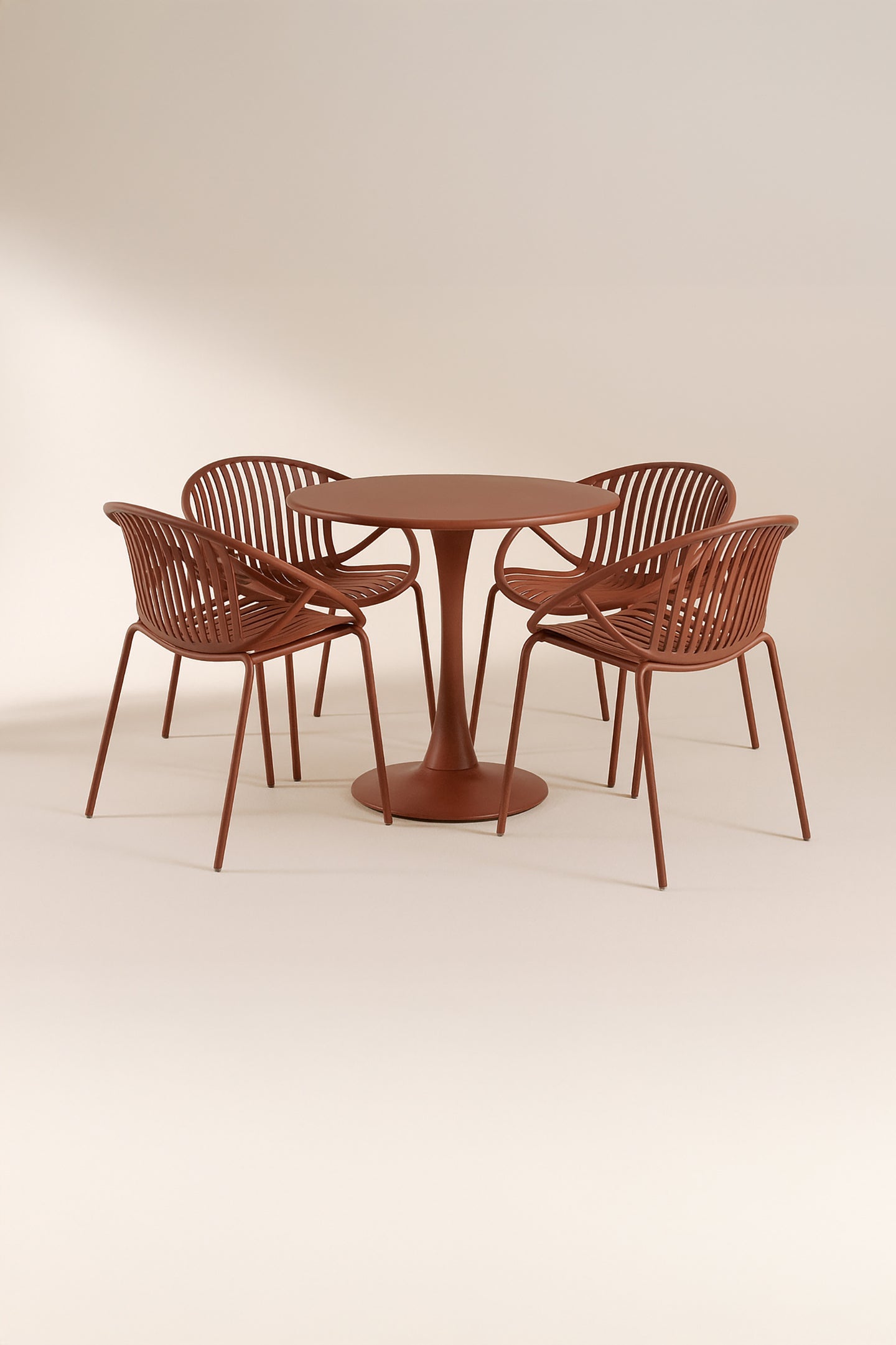 CALYPSO GARDEN SET - Brick-Colored - Table with 4 Dining Chairs